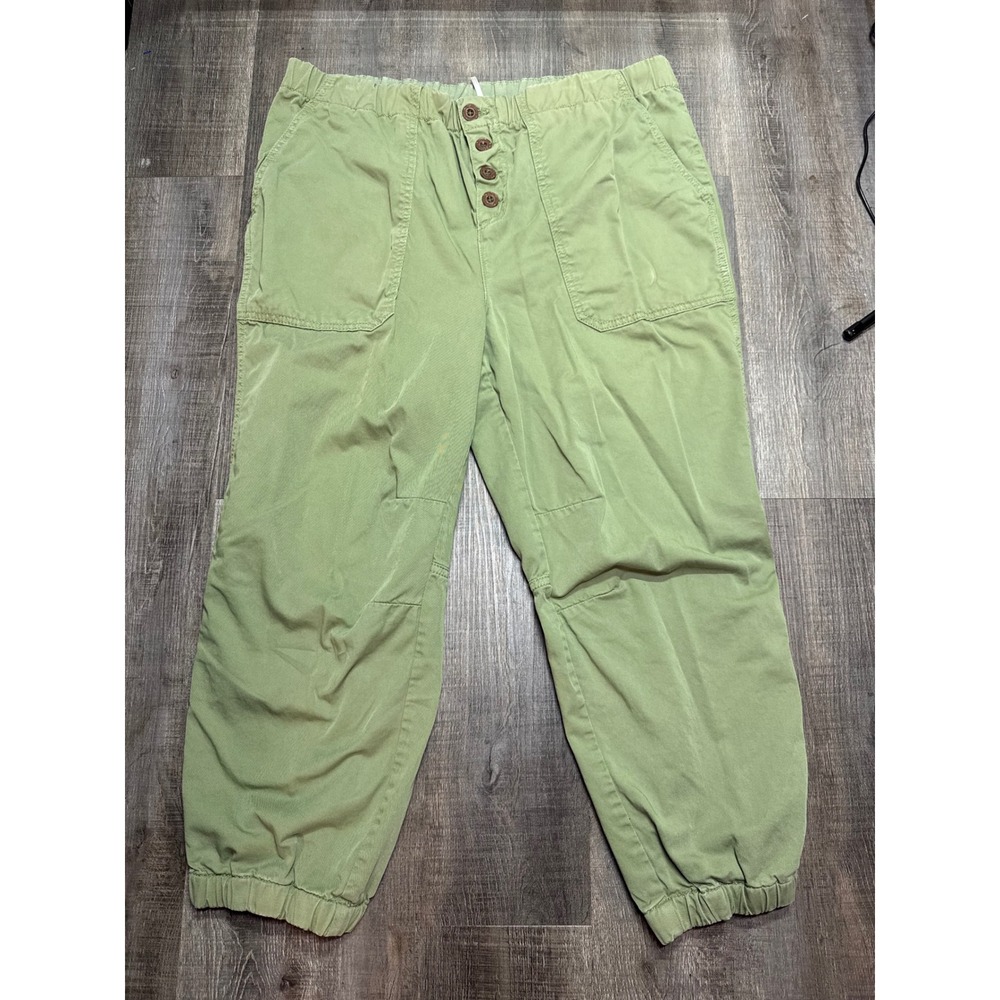 Free People Sage Green Utility Joggers Button Fly Pants Large